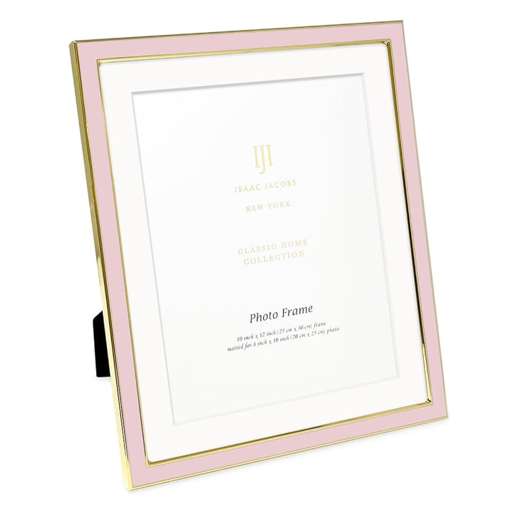 Isaac Jacobs Enamel Picture Frame with Metal Edge with Easel, Tabletop Display, Wall Décor, Photo Gallery