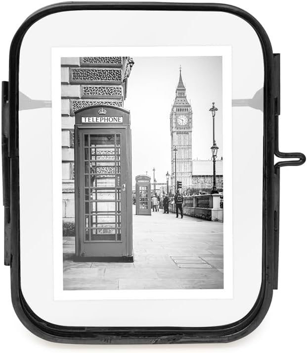 Isaac Jacobs Vintage Style, Round-Edged Brass &amp; Glass Metal Floating Picture Frame with Locket Closure (Horizontal), Made for Tabletop Display
