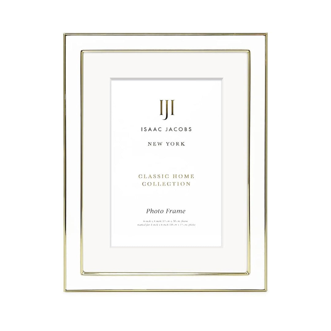 Isaac Jacobs Enamel Picture Frame with Metal Edge with Easel, Tabletop Display, Wall Décor, Photo Gallery