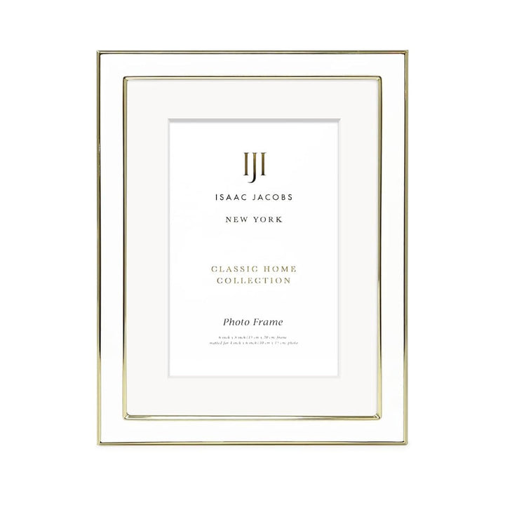 Isaac Jacobs Enamel Picture Frame with Metal Edge with Easel, Tabletop Display, Wall Décor, Photo Gallery