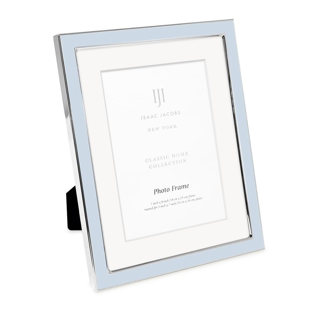 Isaac Jacobs Enamel Picture Frame with Metal Edge with Easel, Tabletop Display, Wall Décor, Photo Gallery
