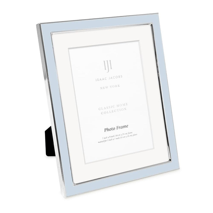 Isaac Jacobs Enamel Picture Frame with Metal Edge with Easel, Tabletop Display, Wall Décor, Photo Gallery