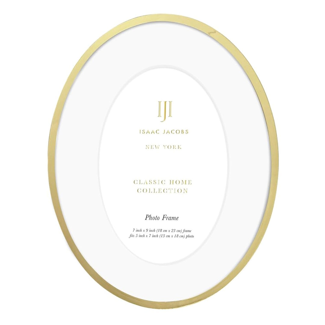 Isaac Jacobs Oval Metal Picture Frame, Classic Photo Frame Made For Tabletop &amp; Hanging Display, Photo Gallery and Wall Art