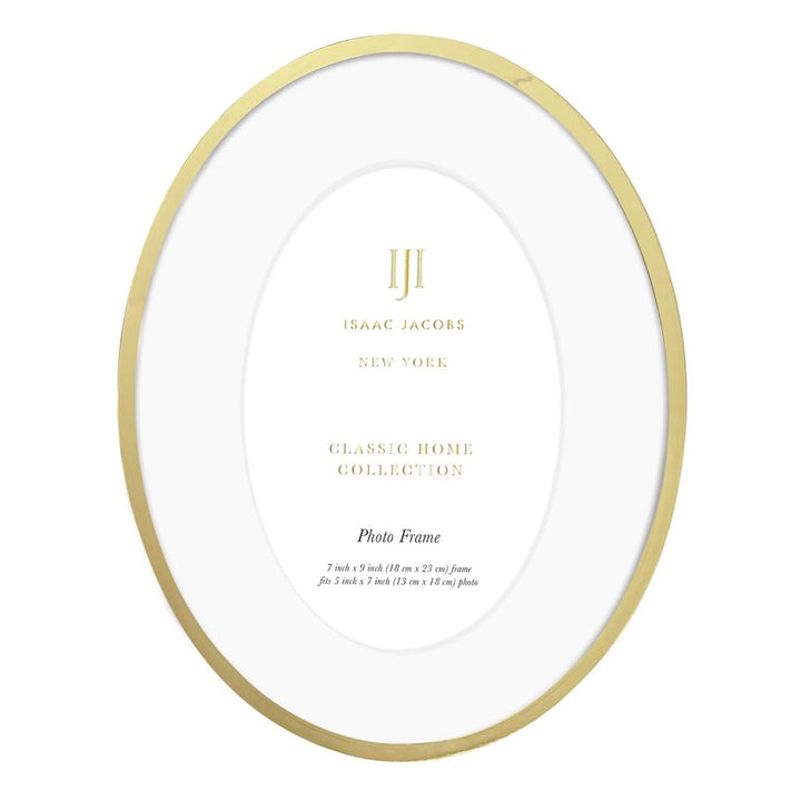 Isaac Jacobs Oval Metal Picture Frame, Classic Photo Frame Made For Tabletop &amp; Hanging Display, Photo Gallery and Wall Art