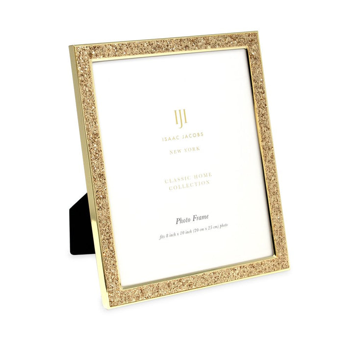 Isaac Jacobs Metal Glitter (Vertical &amp; Horizontal) Picture Frame, with Black Fabric Easel, Wall-Mountable, Made for Tabletop, Counterspace, Shelf and Desk