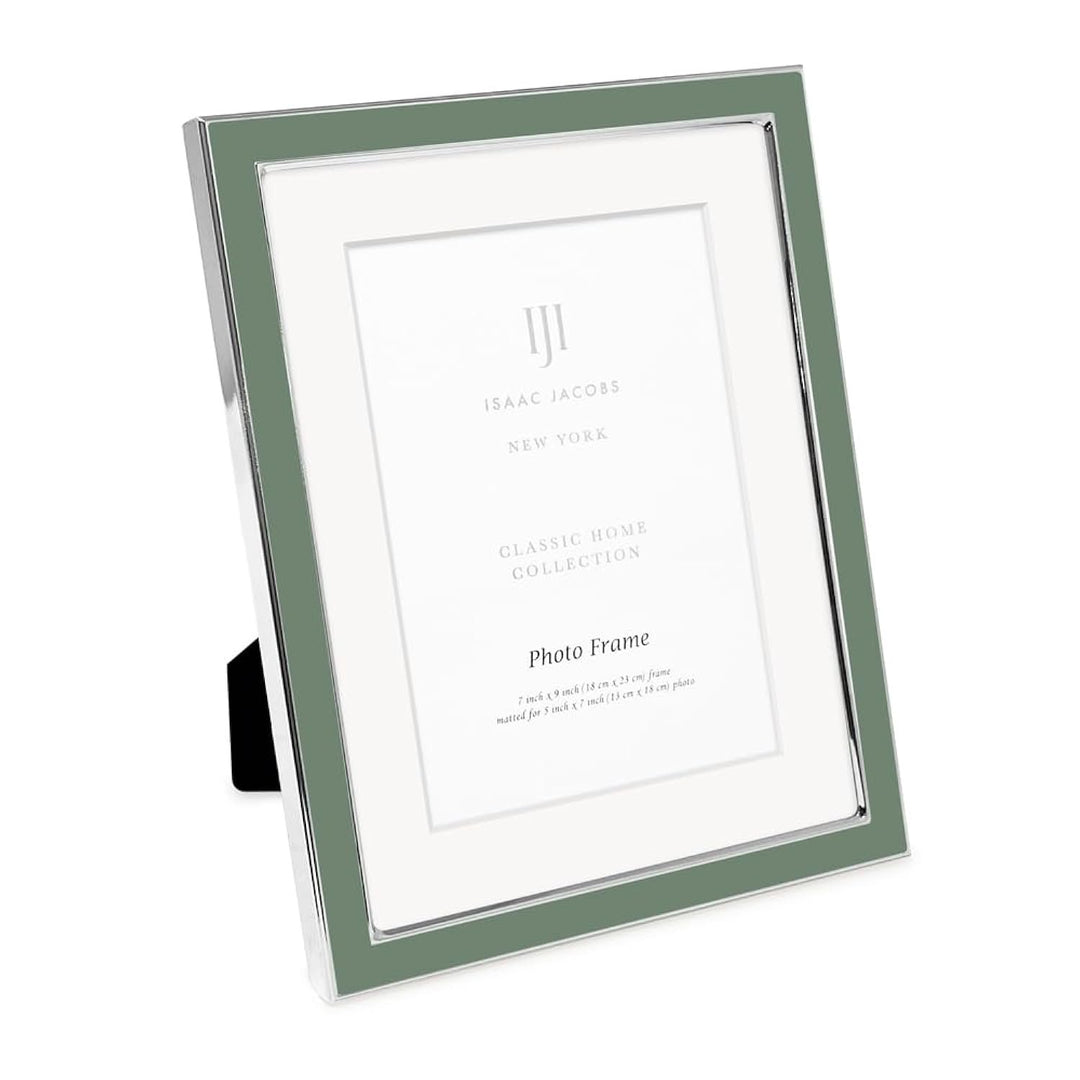 Isaac Jacobs Enamel Picture Frame with Metal Edge with Easel, Tabletop Display, Wall Décor, Photo Gallery