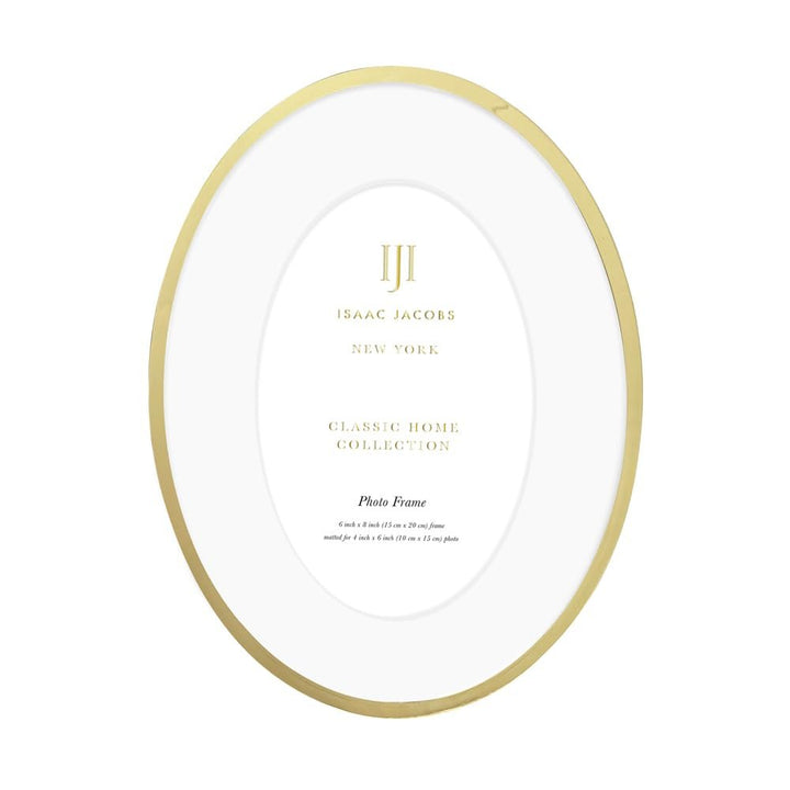 Isaac Jacobs Oval Metal Picture Frame, Classic Photo Frame Made For Tabletop &amp; Hanging Display, Photo Gallery and Wall Art