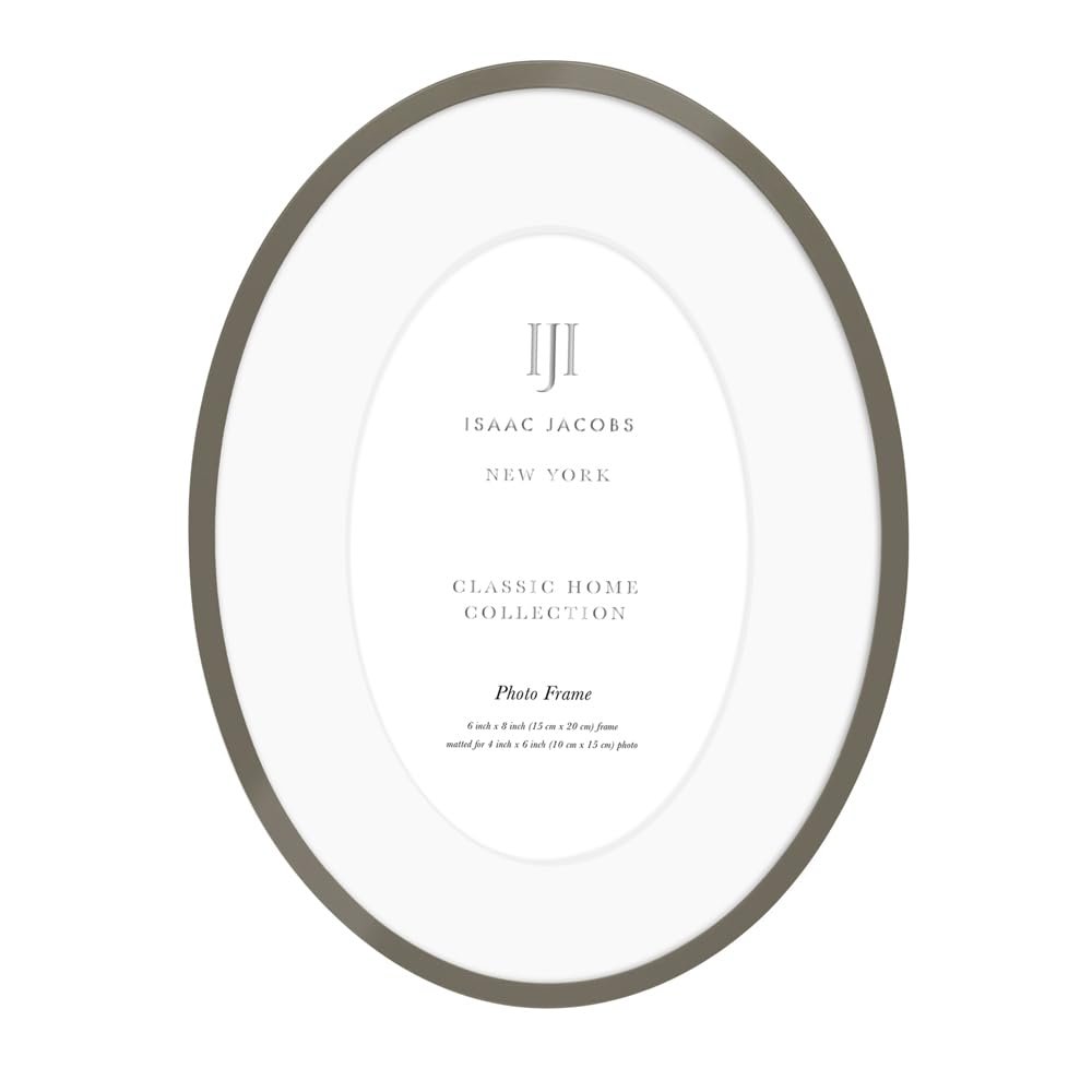 Isaac Jacobs Oval Metal Picture Frame, Classic Photo Frame Made For Tabletop &amp; Hanging Display, Photo Gallery and Wall Art