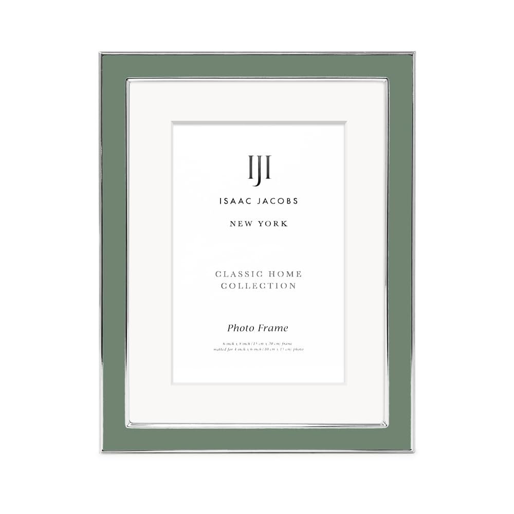 Isaac Jacobs Enamel Picture Frame with Metal Edge with Easel, Tabletop Display, Wall Décor, Photo Gallery