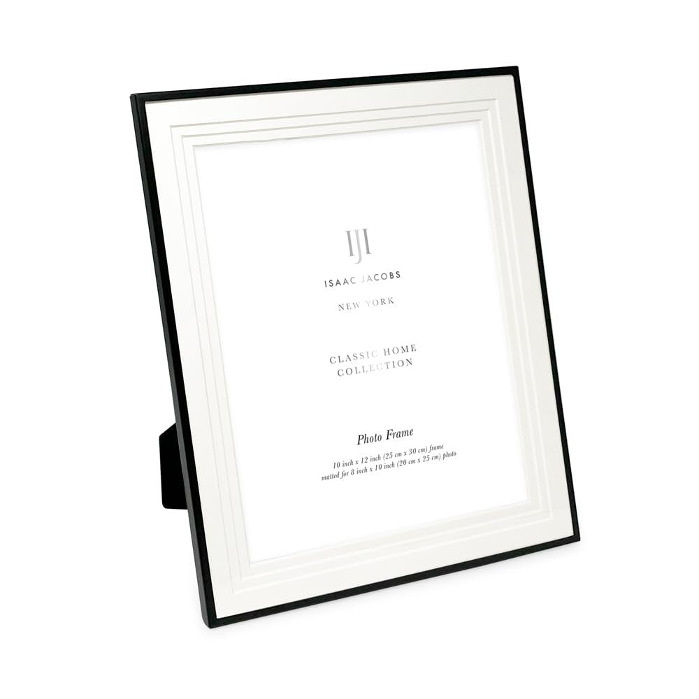 Isaac Jacobs Metal Picture Frame, Triple Matted Classic Metal Photo Frame Made For Tabletop &amp; Hanging Display, Photo Gallery and Wall Art_