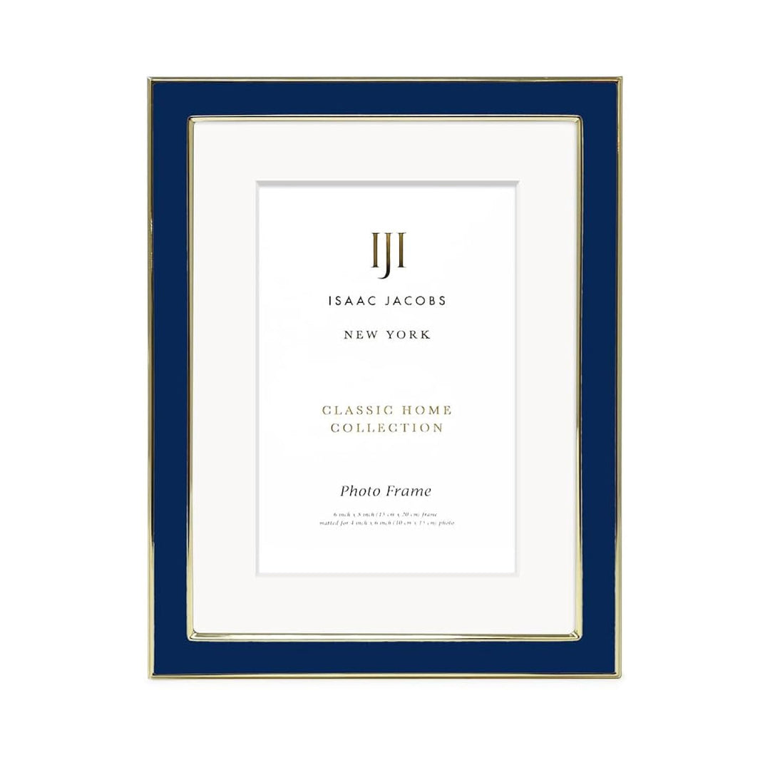 Isaac Jacobs Enamel Picture Frame with Metal Edge with Easel, Tabletop Display, Wall Décor, Photo Gallery
