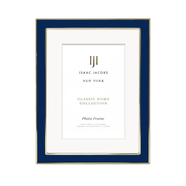 Isaac Jacobs Enamel Picture Frame with Metal Edge with Easel, Tabletop Display, Wall Décor, Photo Gallery