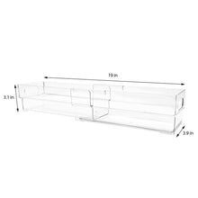 Isaac Jacobs 2-Pack Clear Expandable Storage Bins, Plastic Organizer with Cut-Out Handles, Adjustable Length from 11-19" for Home, Kitchen & Office