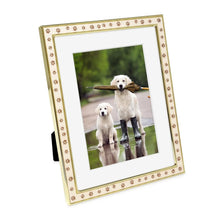 Isaac Jacobs Matted Gold Metal Enamel Frame with Brown Paw Print Design with Easel, for Countertop, Tabletop Display, Bookshelf, Desk, Wall Décor, Gold w/Brown)