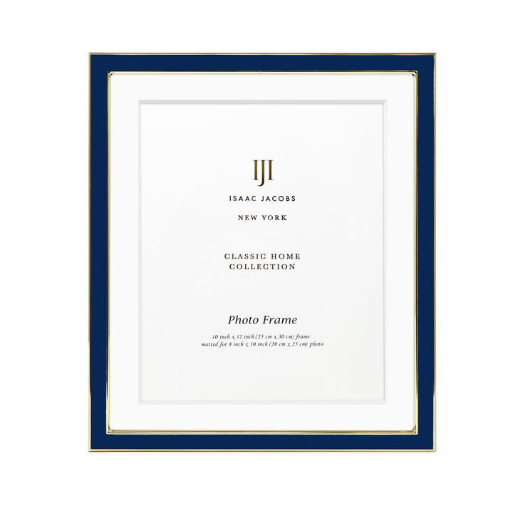 Isaac Jacobs Enamel Picture Frame with Metal Edge with Easel, Tabletop Display, Wall Décor, Photo Gallery
