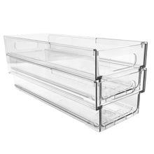 Isaac Jacobs 2-Pack Clear Expandable Storage Bins, Plastic Organizer with Cut-Out Handles, Adjustable Length from 11-19" for Home, Kitchen & Office