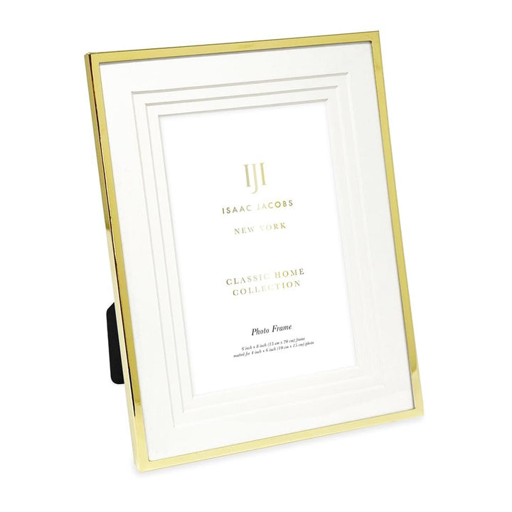 Isaac Jacobs Metal Picture Frame, Triple Matted Classic Metal Photo Frame Made For Tabletop &amp; Hanging Display, Photo Gallery and Wall Art_