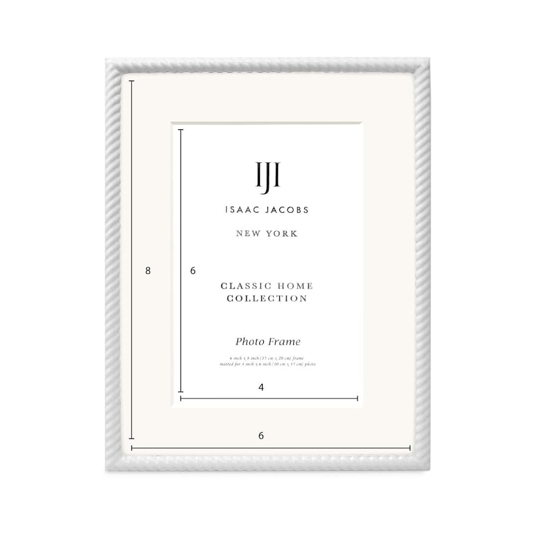 Isaac Jacobs Metal Rope Border Picture Frame, Horizontal &amp; Vertical for Tabletop and Wall Display, Home Decor, Metal Frame