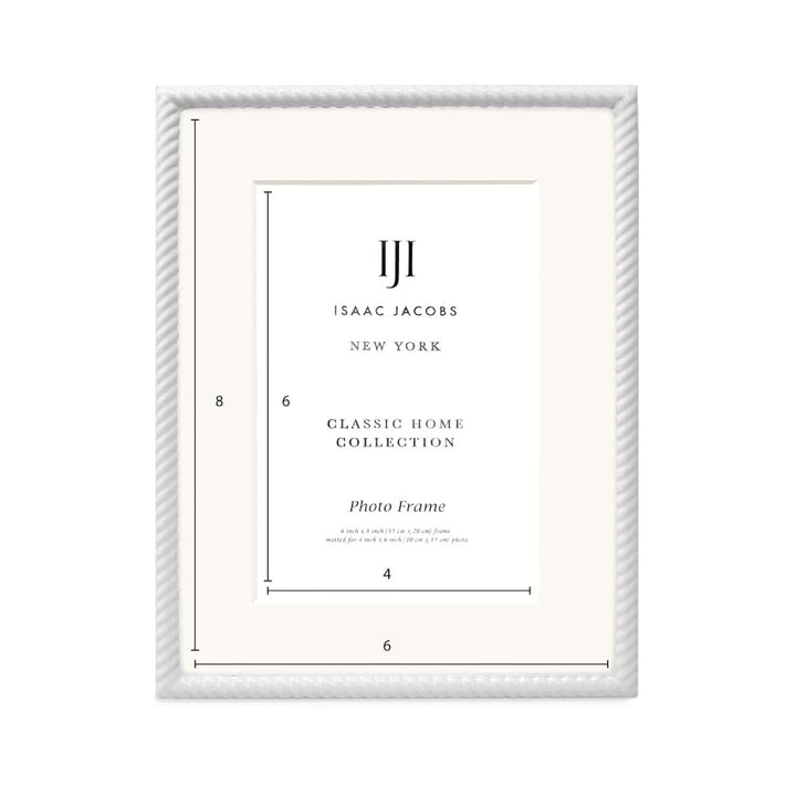Isaac Jacobs Metal Rope Border Picture Frame, Horizontal &amp; Vertical for Tabletop and Wall Display, Home Decor, Metal Frame