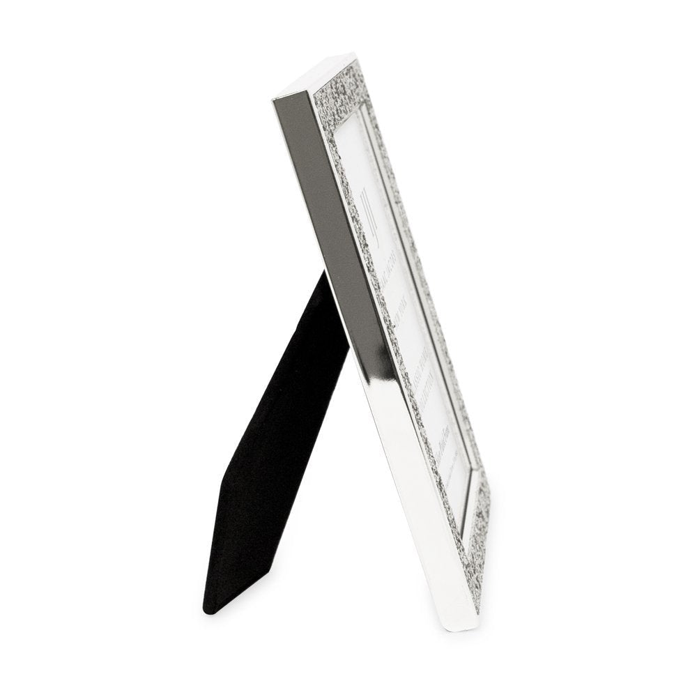 Isaac Jacobs Metal Glitter (Vertical &amp; Horizontal) Picture Frame, with Black Fabric Easel, Wall-Mountable, Made for Tabletop, Counterspace, Shelf and Desk