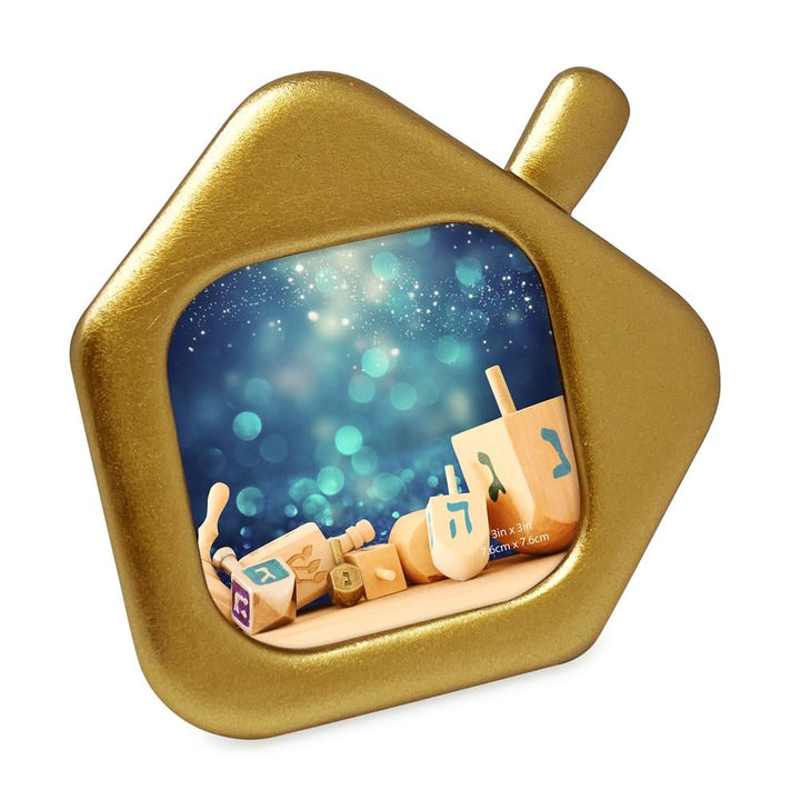 Isaac Jacobs 3x3 Dreidel Picture Frame - Hanukkah Photo Gift for Loved Ones, Holiday Tabletop or Wall Display, Elegant Home Décor_