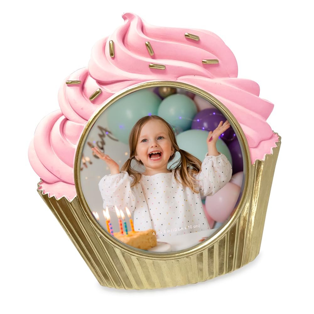 Isaac Jacobs 4x4 Cupcake Frame with Easel for Tabletop Display, Decorative Art Design, Home Décor_