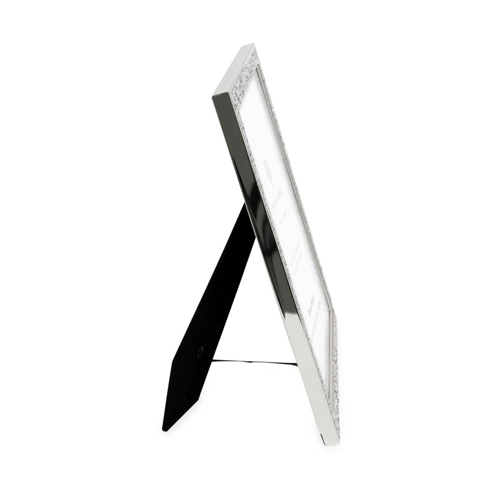 Isaac Jacobs Metal Glitter (Vertical &amp; Horizontal) Picture Frame, with Black Fabric Easel, Wall-Mountable, Made for Tabletop, Counterspace, Shelf and Desk