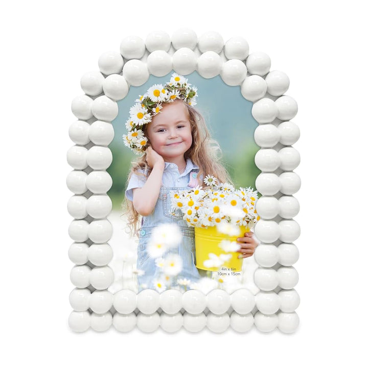 Isaac Jacobs 4x6 Glossy Taupe Double Bauble Arch Photo Frame with Black Fabric Easel, Tabletop, Wall-Mountable, Shelf and Desk, Decorative Art Design, Home Décor (4x6, Glossy Taupe)
