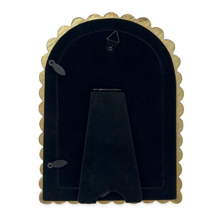 Isaac Jacobs 4x6 Glossy Taupe Double Bauble Arch Photo Frame with Black Fabric Easel, Tabletop, Wall-Mountable, Shelf and Desk, Decorative Art Design, Home Décor (4x6, Glossy Taupe)