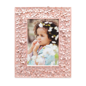 Isaac Jacobs Flower Textured Hand-Crafted Resin Picture Frame w/Easel & Hook for Tabletop & Wall Display, Decorative Floral Design Home Décor, Photo Gallery, Art