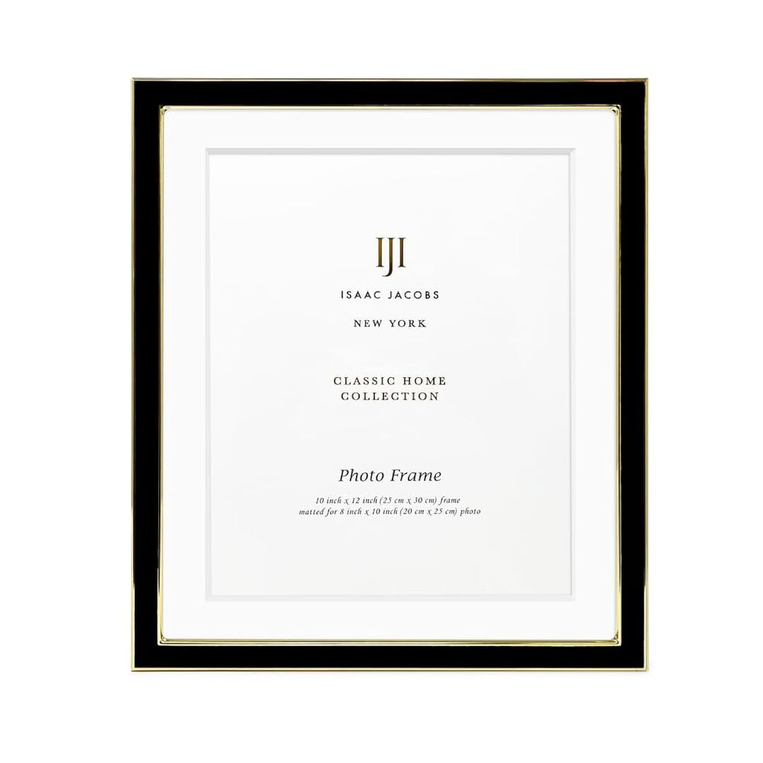 Isaac Jacobs Enamel Picture Frame with Metal Edge with Easel, Tabletop Display, Wall Décor, Photo Gallery