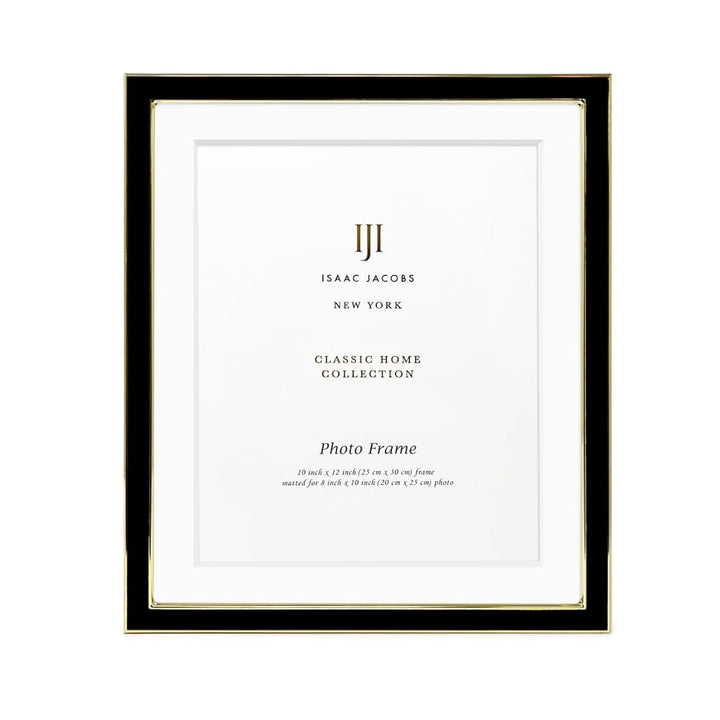 Isaac Jacobs Enamel Picture Frame with Metal Edge with Easel, Tabletop Display, Wall Décor, Photo Gallery