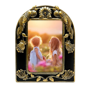 Isaac Jacobs 4x6 Peacock Arch Frame with Easel for Tabletop Display, Decorative Art Design, Home Décor