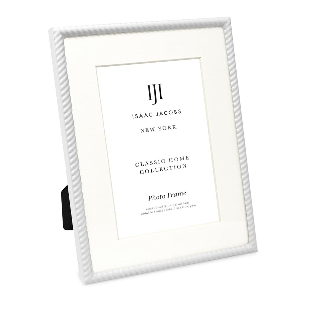Isaac Jacobs Metal Rope Border Picture Frame, Horizontal &amp; Vertical for Tabletop and Wall Display, Home Decor, Metal Frame
