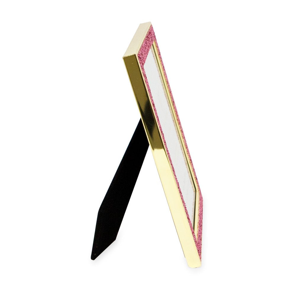 Isaac Jacobs Metal Glitter (Vertical &amp; Horizontal) Picture Frame, with Black Fabric Easel, Wall-Mountable, Made for Tabletop, Counterspace, Shelf and Desk