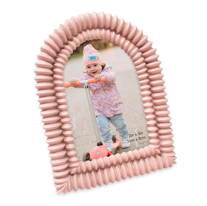 Isaac Jacobs 2x3 Matte Blush Double Bead Arch Photo Frame with Black Fabric Easel, Tabletop, Wall-Mountable, Shelf and Desk, Decorative Art Design, Home Décor (2x3, Matte Blush)