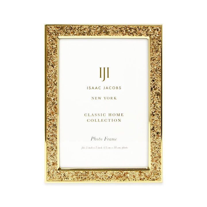 Isaac Jacobs Metal Glitter (Vertical &amp; Horizontal) Picture Frame, with Black Fabric Easel, Wall-Mountable, Made for Tabletop, Counterspace, Shelf and Desk