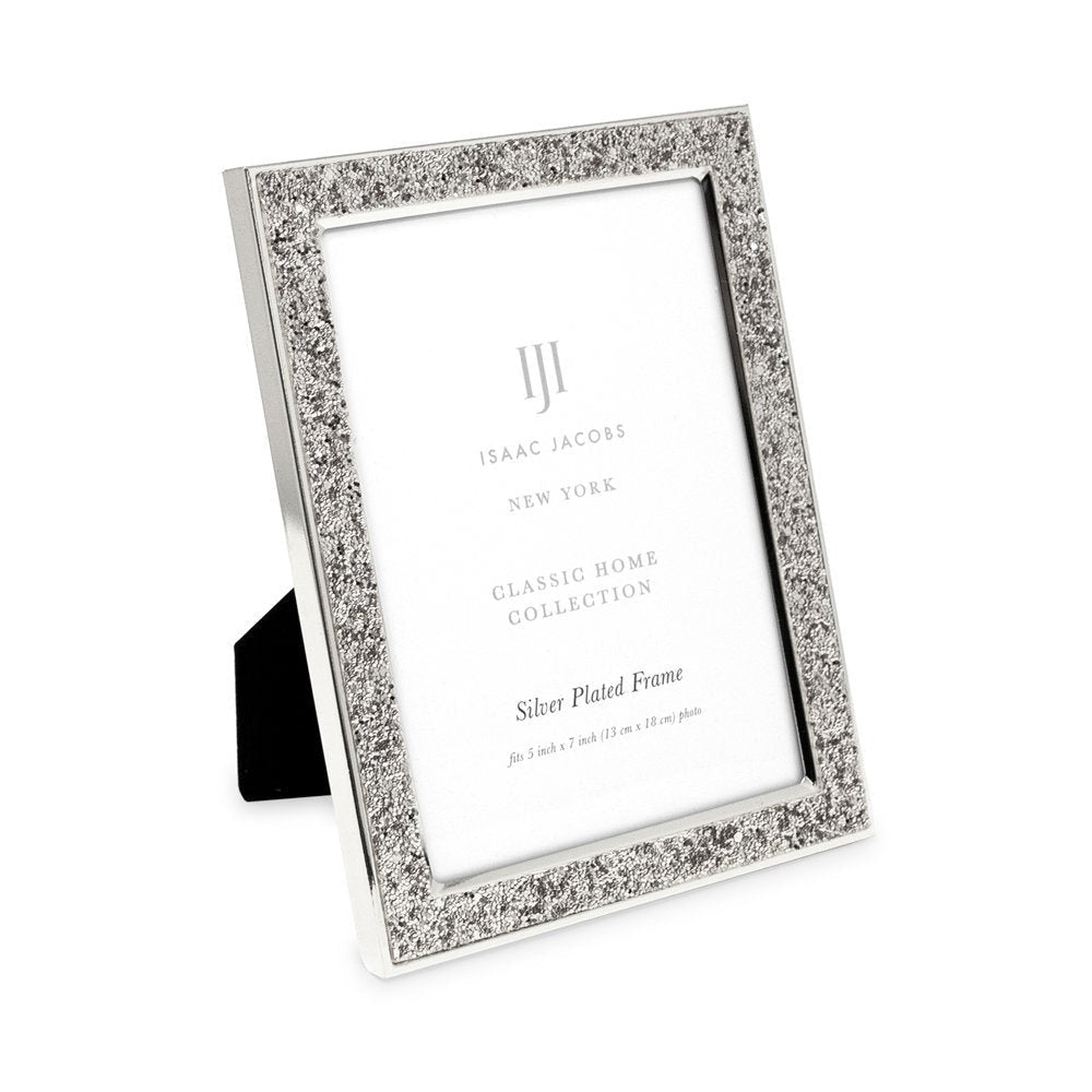 Isaac Jacobs Metal Glitter (Vertical &amp; Horizontal) Picture Frame, with Black Fabric Easel, Wall-Mountable, Made for Tabletop, Counterspace, Shelf and Desk