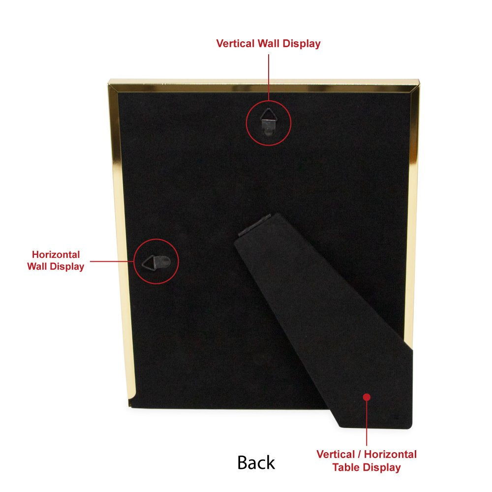 Isaac Jacobs Metal Glitter (Vertical &amp; Horizontal) Picture Frame, with Black Fabric Easel, Wall-Mountable, Made for Tabletop, Counterspace, Shelf and Desk
