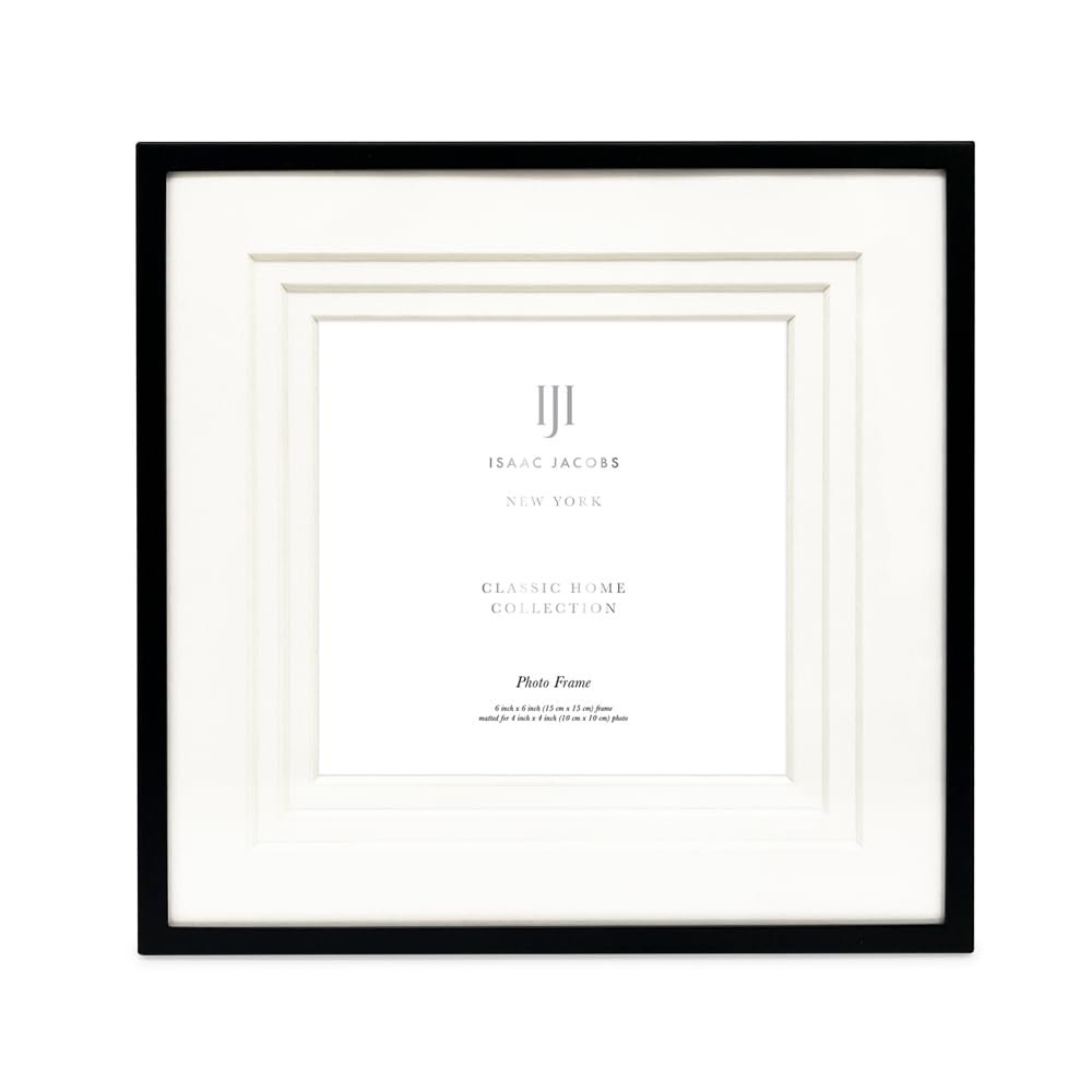 Isaac Jacobs Metal Picture Frame, Triple Matted Classic Metal Photo Frame Made For Tabletop &amp; Hanging Display, Photo Gallery and Wall Art_