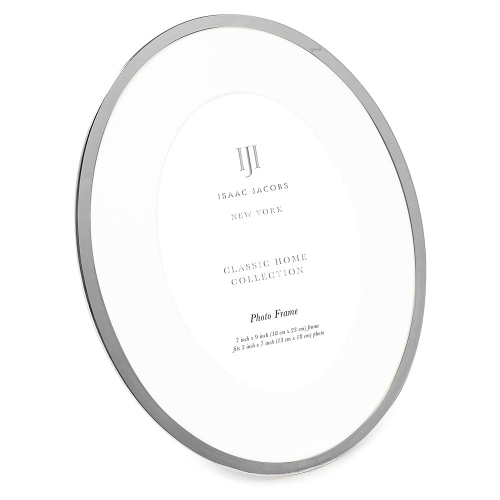 Isaac Jacobs Oval Metal Picture Frame, Classic Photo Frame Made For Tabletop &amp; Hanging Display, Photo Gallery and Wall Art