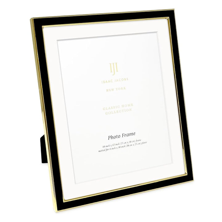 Isaac Jacobs Enamel Picture Frame with Metal Edge with Easel, Tabletop Display, Wall Décor, Photo Gallery