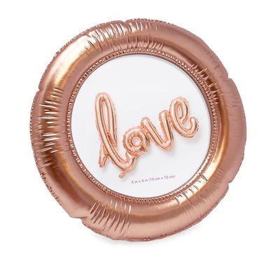 Isaac Jacobs 4x4 Round Balloon Picture Frame with Easel & Hook for Tabletop & Wall Display, Decorative Art Design, Home Décor, GalleryWall, Bookshelf, Desktop Display