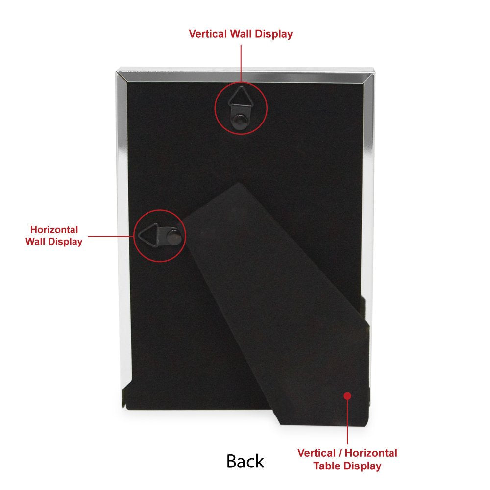 Isaac Jacobs Metal Glitter (Vertical &amp; Horizontal) Picture Frame, with Black Fabric Easel, Wall-Mountable, Made for Tabletop, Counterspace, Shelf and Desk