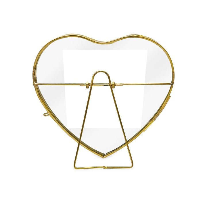 Isaac Jacobs (4"x4" Vintage Style Heart-Shaped Brass and Glass Ornament Frame with Locket Closure (Vertical) (Antique Gold), Metal Floating Frame, Made for Tabletop Display