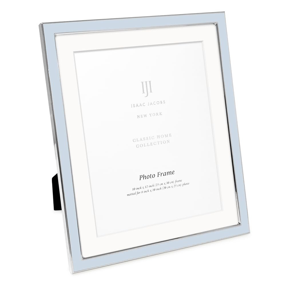 Isaac Jacobs Enamel Picture Frame with Metal Edge with Easel, Tabletop Display, Wall Décor, Photo Gallery