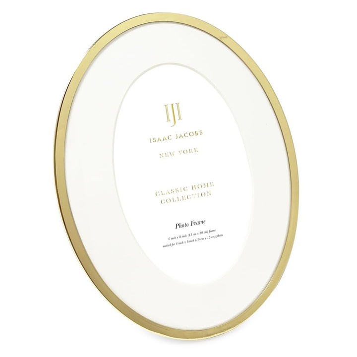 Isaac Jacobs Oval Metal Picture Frame, Classic Photo Frame Made For Tabletop &amp; Hanging Display, Photo Gallery and Wall Art
