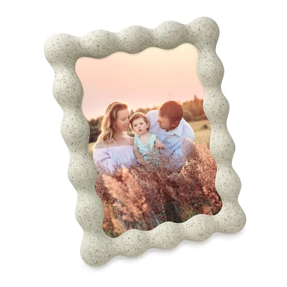 Isaac Jacobs Resin Picture Frame, Elegant Undulating Curve Design for Tabletop &amp; Wall Display Photo Frame, Home Décor, Art, Photo Gallery