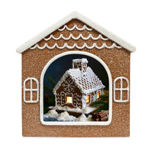 Isaac Jacobs Holiday‑Inspired Gingerbread House Picture Frame, Glitter Resin Picture Frame, Tabletop or Wall Display, Home Décor