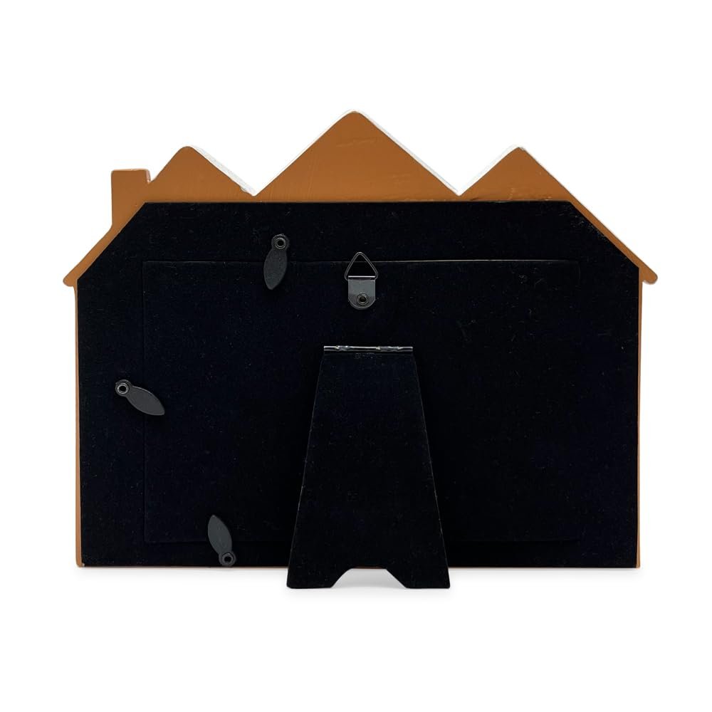 Isaac Jacobs Holiday‑Inspired Gingerbread House Picture Frame, Glitter Resin Picture Frame, Tabletop or Wall Display, Home Décor_